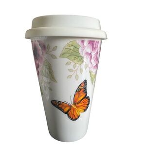 Lenox Butterfly Meadow Floral Ceramic Thermal 10oz Travel Crack Resistant Mug